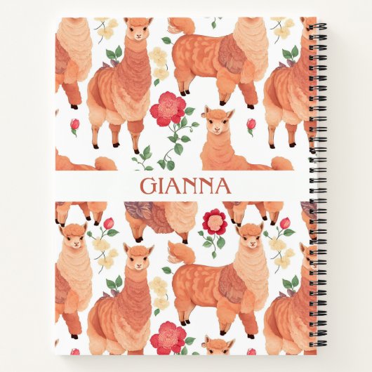 Carnet Alpaca aquarelle coloré Motif personnalisé (Dos)