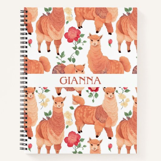 Carnet Alpaca aquarelle coloré Motif personnalisé (Devant)