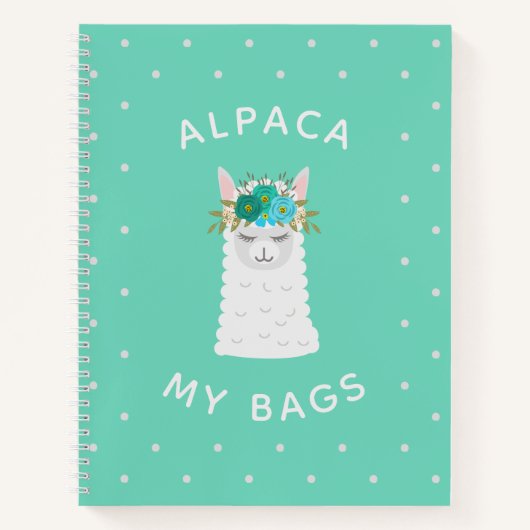 Carnet Alpaca mignon et tendance | Turquoise (Devant)