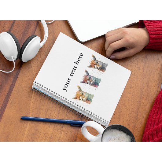 Carnet Alpacas d'aquarelle Whimsical, personnalisé