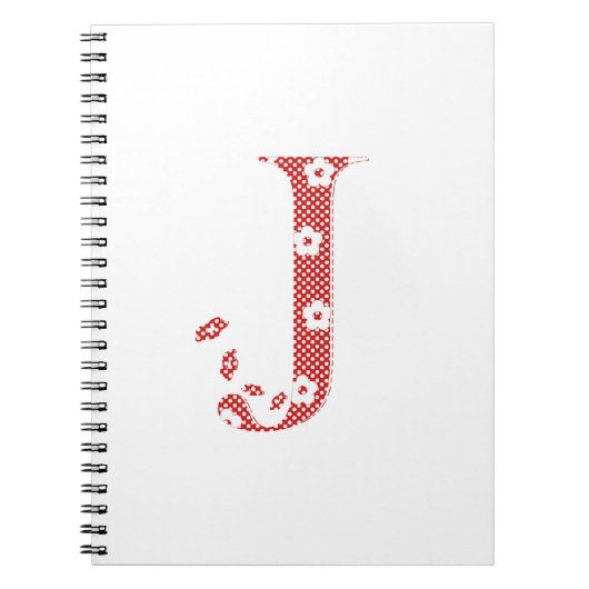 Carnet alphabet de fleurs J (rouge et points)l (Devant)