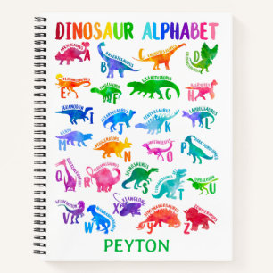 Carnet Alphabet Dinosaure Aquarelle Dinosaures Colorés En