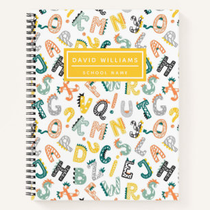 Carnet Alphabet Dinosaures Mignons Motif Enfants École