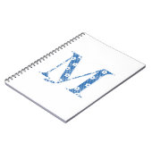 Carnet alphabet fleuri M (bleu et points) (Côté gauche)