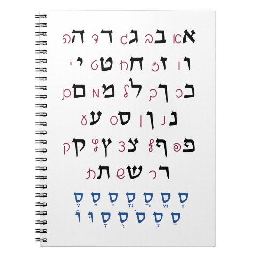 Carnet Alphabet hébreu avec couleur d'éducation juive Nik (Devant)
