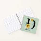 Carnet Alphabet personnalisé D Monogramme floral (Intérieur)