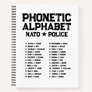 Carnet Alphabet phonétique OTAN ★ Police — Blanc