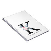 CARNET ALPHABÈTES FLORAUX BLEU DOUX NOM LETTRE K (Côté Droit)