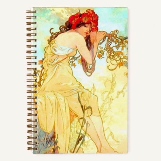 Carnet Alphonse Mucha Art Nouveau Été (Recto)