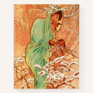 Carnet Alphonse Mucha Art Nouveau Hiver