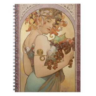 Carnet Alphonse Mucha Fruit Art Nouveau Vintage Jeune Fil