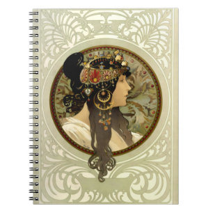 Carnet Alphonse Mucha - Têtes byzantines Brunette