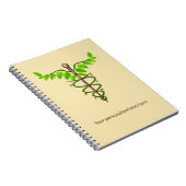 Carnet Alternative Médicale Caduceus Vert Feuilles Beige (Côté Droit)