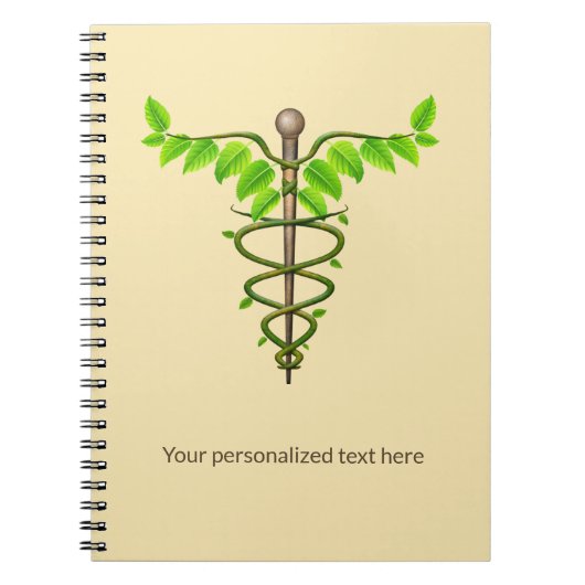 Carnet Alternative Médicale Caduceus Vert Feuilles Beige (Devant)