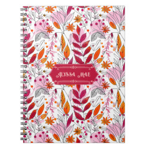 Carnet Alyssa Mae Foliage rose et orange