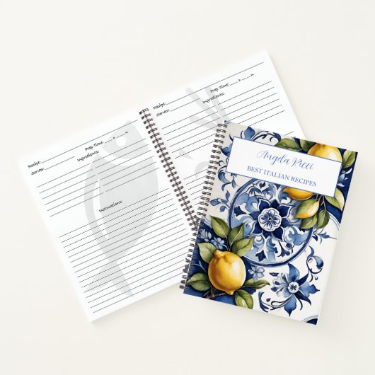 Carnet Amalfi Coast Italian Blue Tiles Lemon Cookbook (Intérieur)
