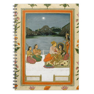 Carnet Amants sur une terrasse par un lac éclairé par l