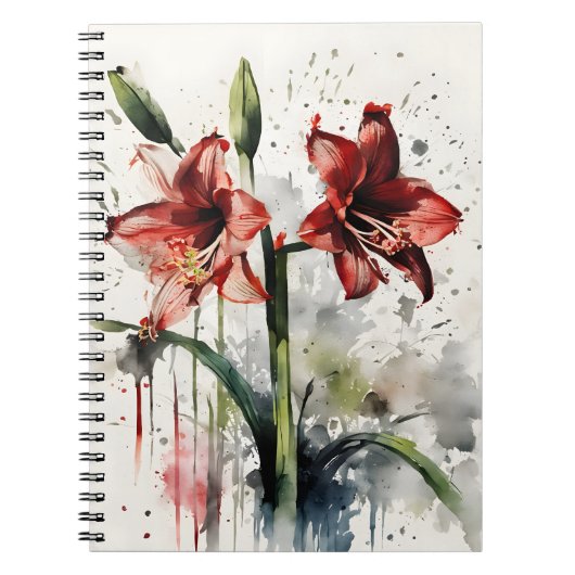 Carnet Amaryllis - Fleurs aquarelles (Devant)