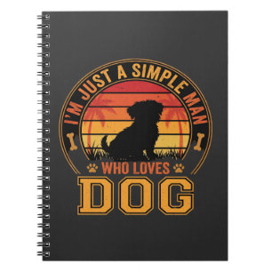 Carnet Amateur de chien homme simple rétro coucher de sol