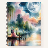Carnet Ambiance romantique Moonlight Watercolor Scène noc (Devant)