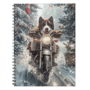 Carnet American Akita Dog équitation moto Noël