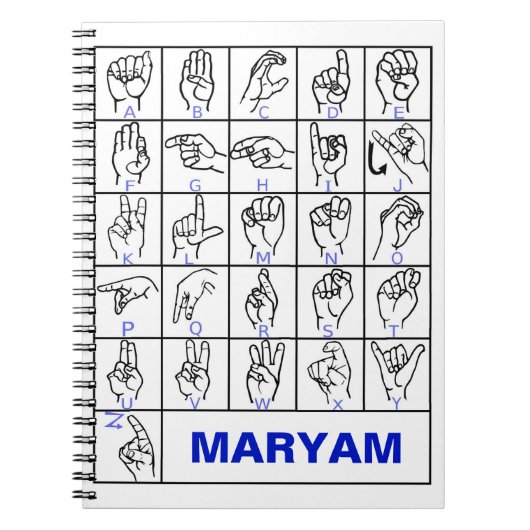 Carnet American Deaf Sign Language, ASL Alphabet (Devant)