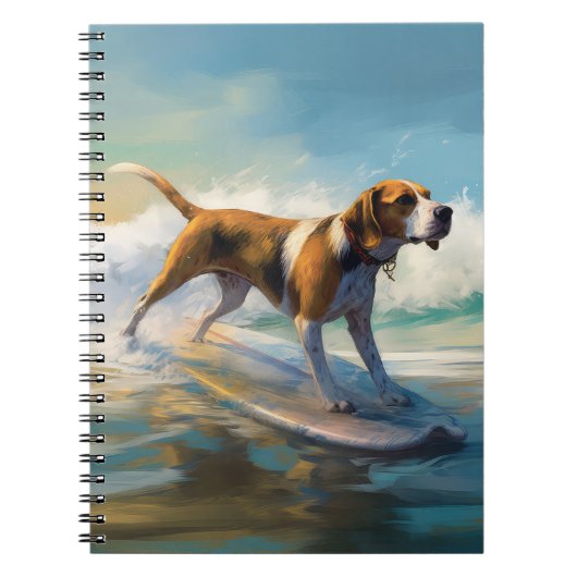 Carnet American Engligh Foxhound Beach Surfing Paining (Devant)