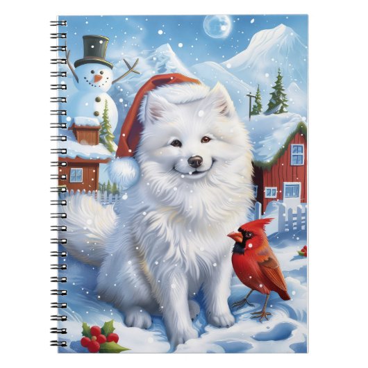 Carnet American Eskimo Dog Winter Wonderland Noël (Devant)