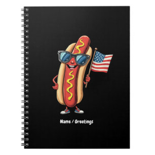 Carnet American Flag Drôle Funny Hotdog Lunettes de solei