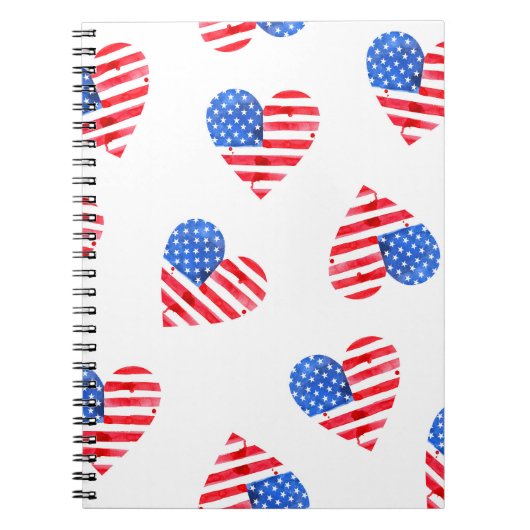 Carnet American Flag Hearts Aquarelle en toute transparen (Devant)