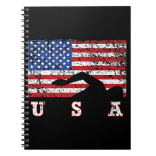 Carnet American Flag Swimming USA Cadeau Swim Team Premiu