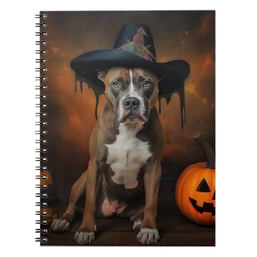 Carnet American Staffordshire Citrouille Halloween effray (Devant)