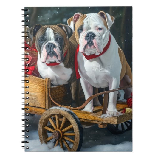 Carnet American Staffordshire Snowy Sleigh Noël (Devant)
