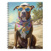 Carnet American Staffordshire sur la plage, cadeau d'été (Devant)