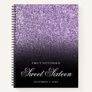Carnet Amethyst Parties scintillant Black Ombre Sweet 16 
