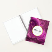 Carnet Améthyste Violet Et Monogramme D'Agate Abstrait Or (Intérieur)