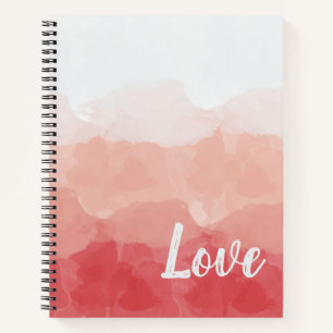 Carnet Amour à l'aquarelle rose