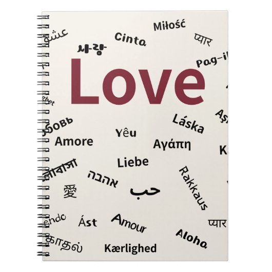 Carnet Amour – Coussin de typographie multilingue (Devant)