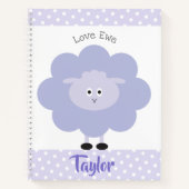 Carnet Amour d'Agneau Violet Nom Personnalisé Script Fémi (Devant)
