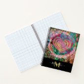 Carnet Amour de cœur rose abstrait monogramme (Intérieur)