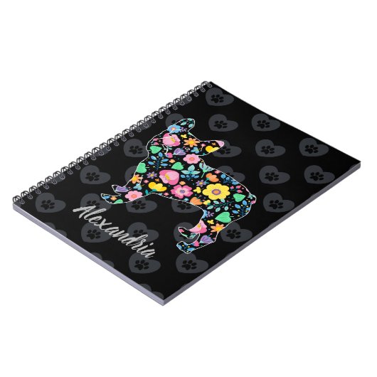 Carnet Amour mignon ma conception florale de bouledogue (Côté gauche)