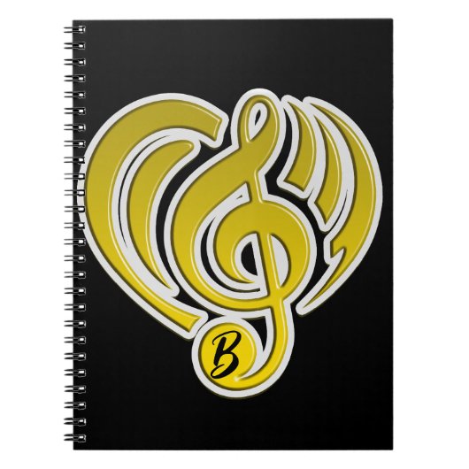 Carnet Amour Musical Vibrations Jaune Musique Note DJ (Devant)