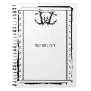 Carnet Amour Nautique Ancres Plage Noir & Blanc Chic