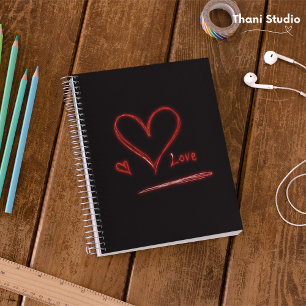 Carnet Amour original tiré à la main Coeur minimaliste mo