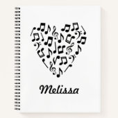 Carnet Amour Personnalisé Musique Coeur Grand (Devant)