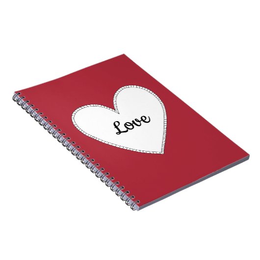 Carnet Amour Rouge avec Cœur Blanc (Côté Droit)