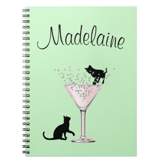 Carnet Amoureux de les chats Bulles Moderne Mint Vert Per (Devant)