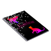 Carnet Amoureux de les chats Moderne Black Pink Spots Per (Côté Droit)