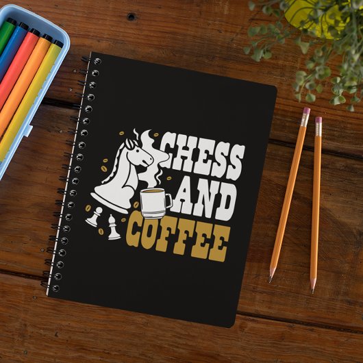 Carnet Amoureux d'échecs mignons et de café, art du caval