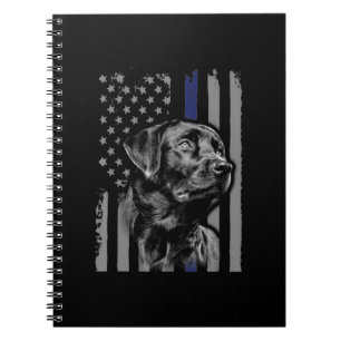 Carnet Amoureux des chiens Black Labrador American Flag